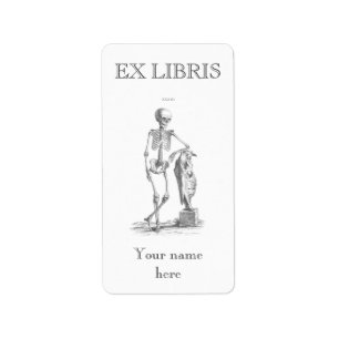 Hey Girl vintage skeleton bookplate Label