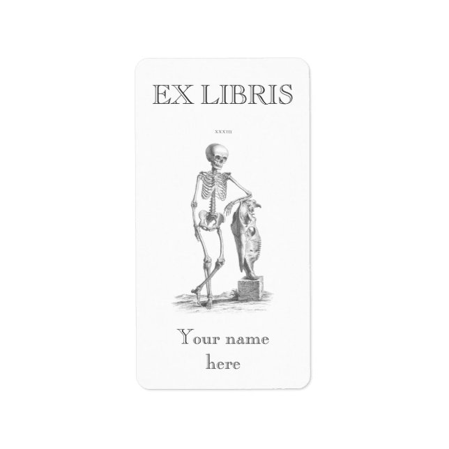 Hey Girl vintage skeleton bookplate Label (Front)