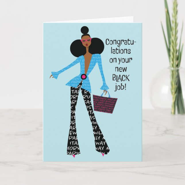 Hey Gurl Hey - New Black Job Thank You Card (Front)