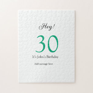 Hey it's 30th birthday green black bold letter nam jigsaw puzzle