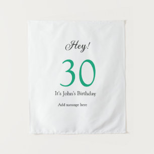 Hey it's 30th birthday green black bold letter nam tapestry