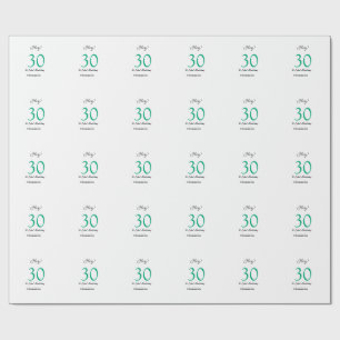 Hey it's 30th birthday green black bold letter nam wrapping paper