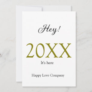 Hey it's new year add year gold black simple. Mini Holiday Card