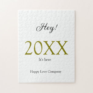 Hey it's new year add year gold black simple. Mini Jigsaw Puzzle