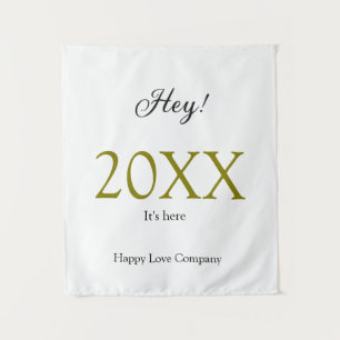 Hey it's new year add year gold black simple. Mini Tapestry