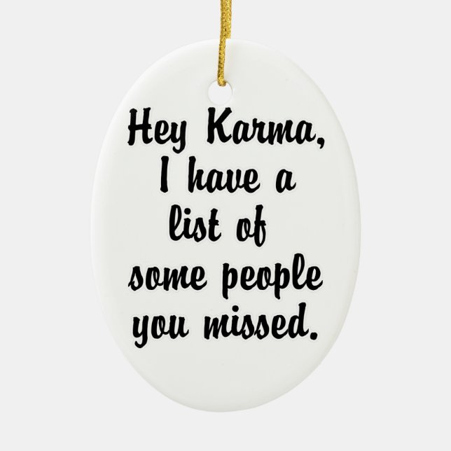 Hey Karma… Ceramic Tree Decoration (Front)