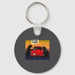 Hey Look A Menu Camng Camper, Retro Vintage Funny  Key Ring
