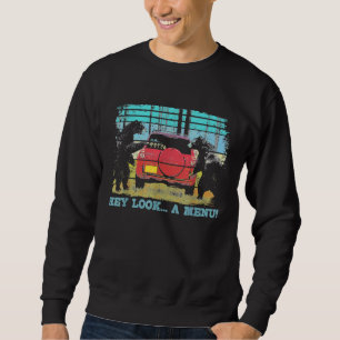 Hey Look A Menu Funny Bear Camping Retro Vintage C Sweatshirt