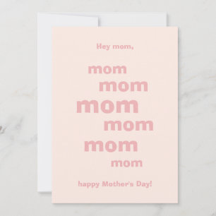 Hey Mum, Pink Hearts Glitter Happy Mother's Day Holiday Card
