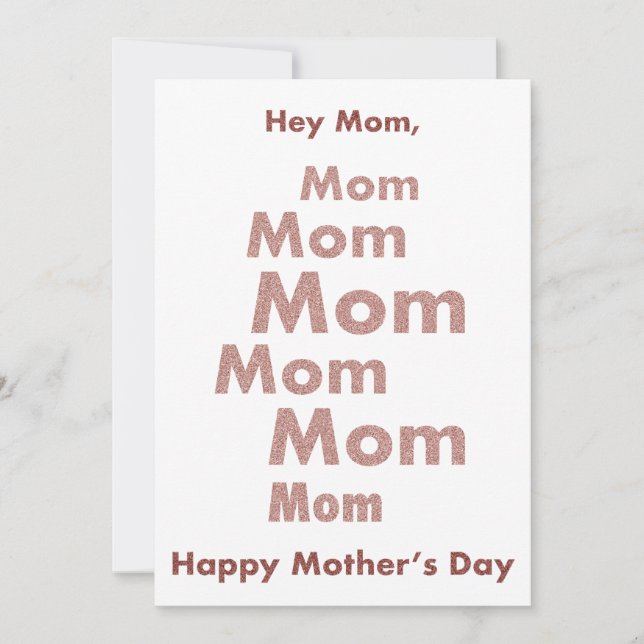 Hey Mum, Pink Modern Glitter Happy Mother's Day Holiday Card (Front)