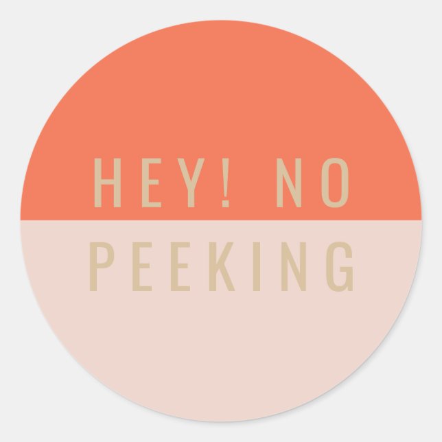 Hey! No Peeking Classic Round Sticker (Front)