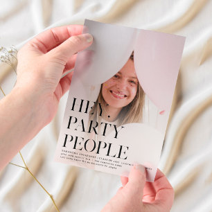 Hey Party People! Fancy Photo Grad  Vellum Invitations