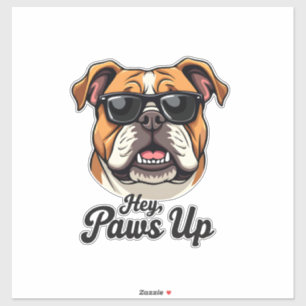 Hey Paws Up Vintage Bulldog with Sunglasses Funny 