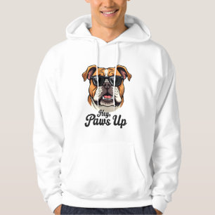Hey Paws Up Vintage Bulldog with Sunglasses Funny  Hoodie