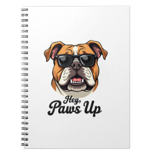 Hey Paws Up Vintage Bulldog with Sunglasses Funny Notebook