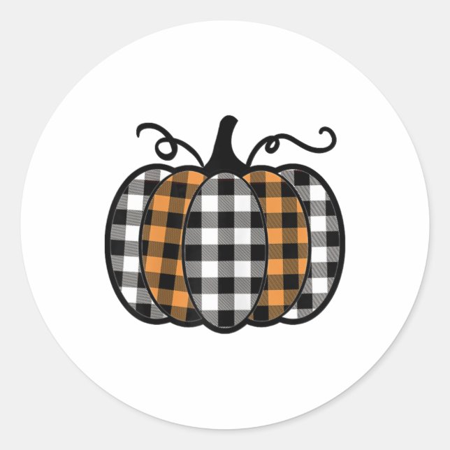 Hey Pumpkin Buffalo Plaid For Fall Autumn Thanksgi Classic Round Sticker (Front)