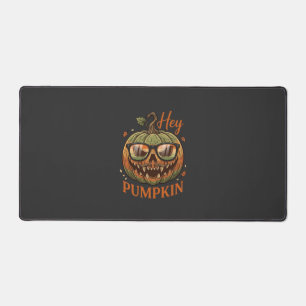 Hey Pumpkin Halloween Jack Lantern Glasses Mustach Desk Mat