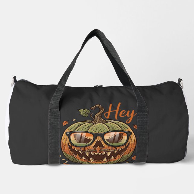 Hey Pumpkin Halloween Jack Lantern Glasses Mustach Duffle Bag (Front)
