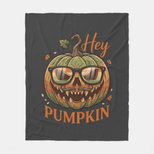 Hey Pumpkin Halloween Jack Lantern Glasses Mustach Fleece Blanket