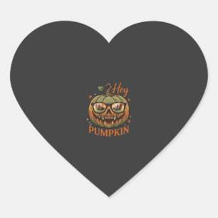 Hey Pumpkin Halloween Jack Lantern Glasses Mustach Heart Sticker
