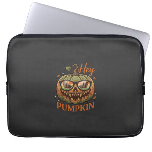 Hey Pumpkin Halloween Jack Lantern Glasses Mustach Laptop Sleeve