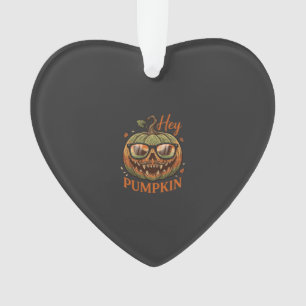 Hey Pumpkin Halloween Jack Lantern Glasses Mustach Ornament