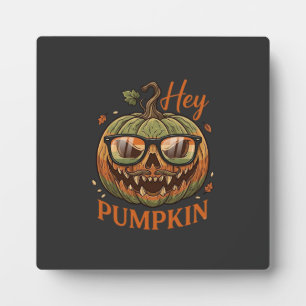 Hey Pumpkin Halloween Jack Lantern Glasses Mustach Plaque