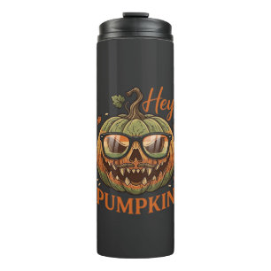 Hey Pumpkin Halloween Jack Lantern Glasses Mustach Thermal Tumbler