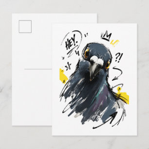 Hey Sassy Pigeon Portrait – Bold Hand-Drawn Bird  Postcard