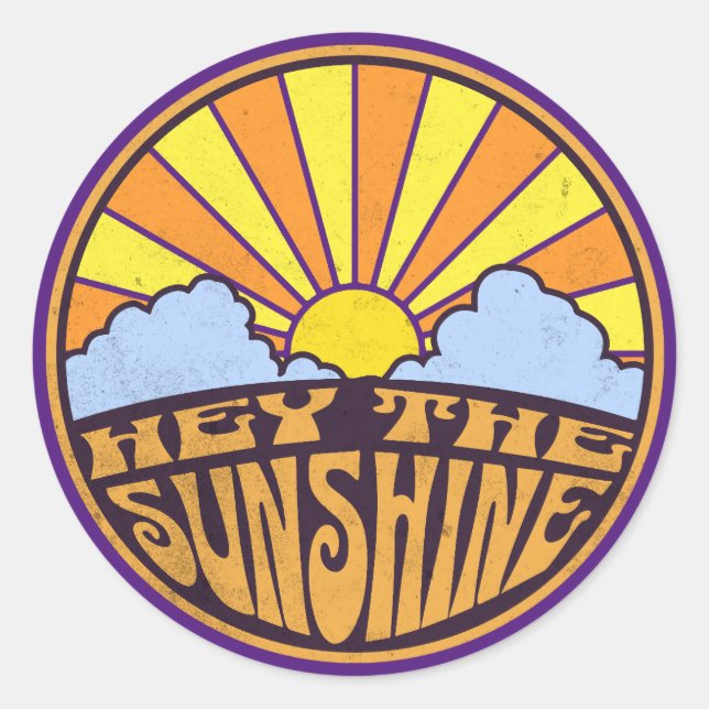 Hey The Sunshine Groovy Sunrise Classic Round Sticker (Front)