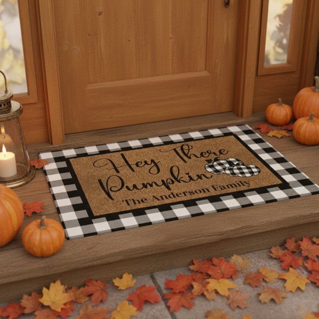 Hey There Pumpkin Custom Family Autumn Doormat (Hey There Pumpkin Custom Family Autumn Doormat.  Just add your name(s) or family name!)