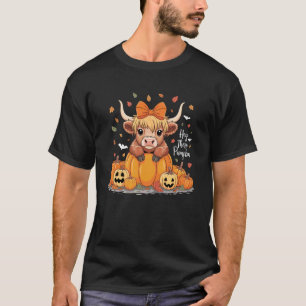 Hey There Pumpkin Halloween Highland Cow Lover Cow T-Shirt