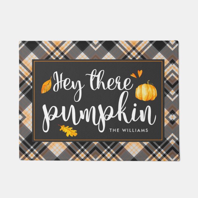 Hey There Pumpkin | Personalised Fall Doormat (Front)