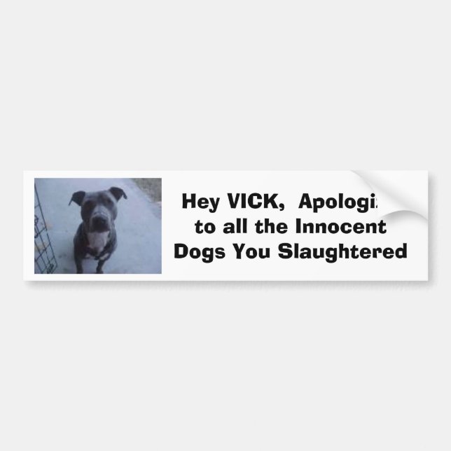 Hey VICK,  Apologise to all the dogs you slaughte Bumper Sticker (Front)