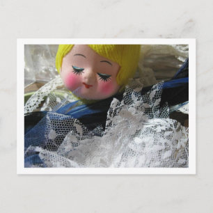 Hey ! vintage doll face postcard