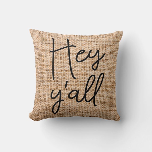 Hey Ya'll Country Farmhouse home decor Cushion (Front)
