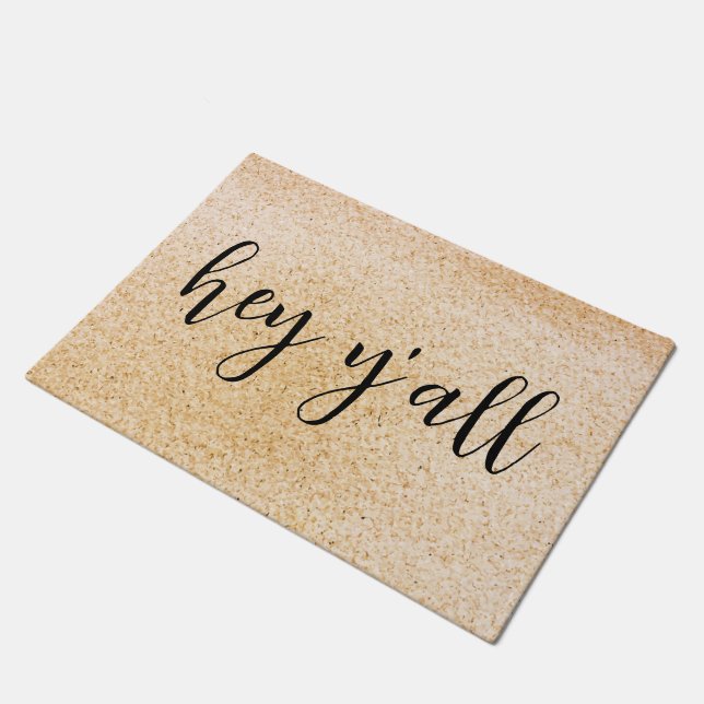Hey Y'all Welcome Outdoor Outside Entrance Porch Doormat (Angled)