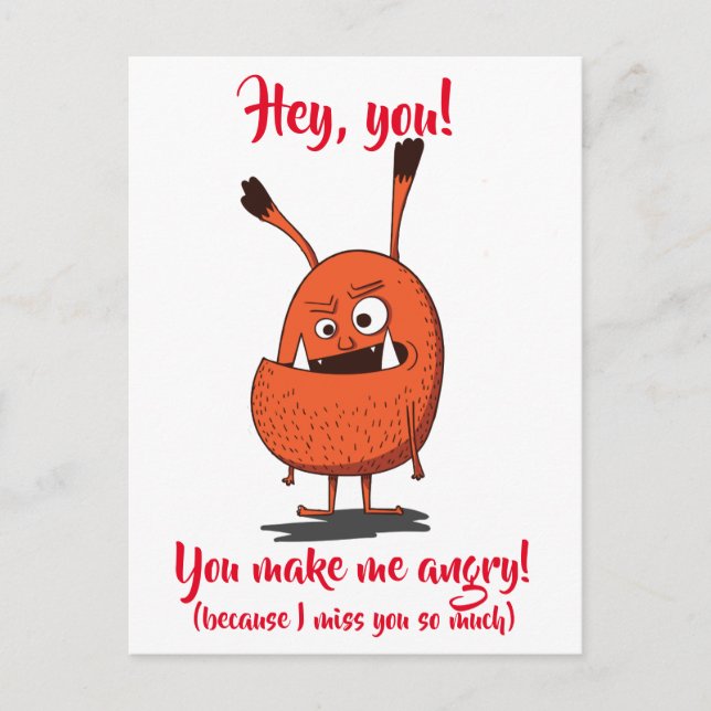Hey You/ I Miss You/ Monster/ Personalised Postcard (Front)