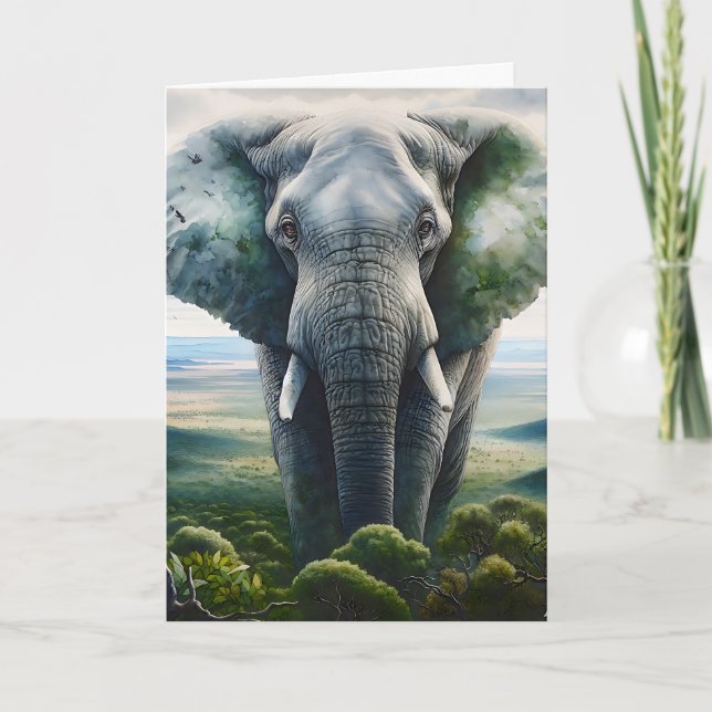 Hey You, Just Saying Hi! | Cute Elephant Card (Front)