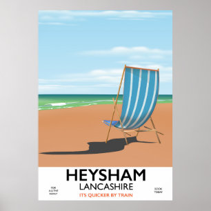 Heysham Lancashire vintage train poster