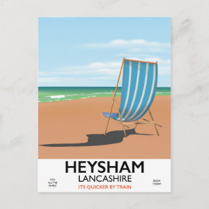 Heysham Lancashire vintage train poster Postcard