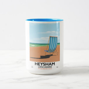 Heysham Lancashire vintage train poster Two-Tone Coffee Mug
