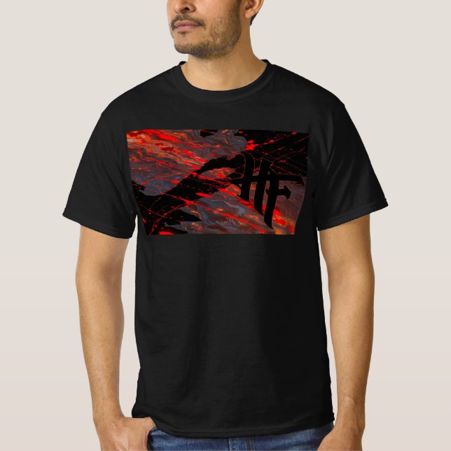 HF  logo placed on drip art background T-Shirt (Front)