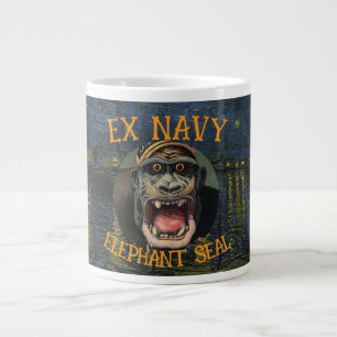 HG Ex Navy Elephant Seal Proud Veteran Army Marine Large Coffee Mug