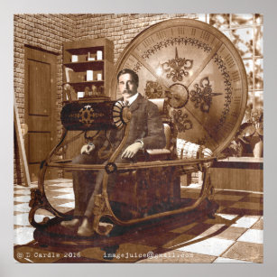 HG Wells sitting in the Time Machine Poster