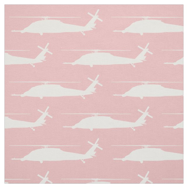HH-60 Pave Hawk Silhouette White on Pink Fabric (Swatch)