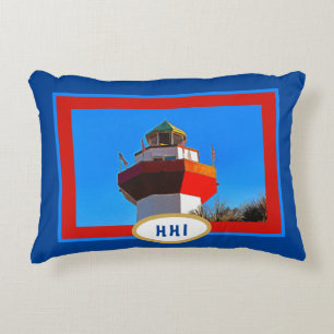 "HHI" Hilton Head Harbour Town Lighthouse Decorative Cushion