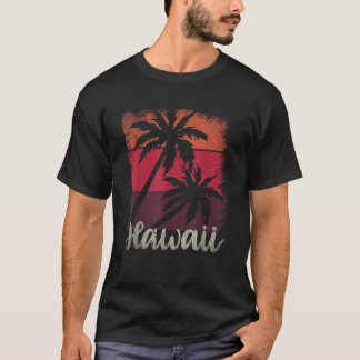 HI Aloha Summer Tropical Beach Palm Trees Retro Ha T-Shirt