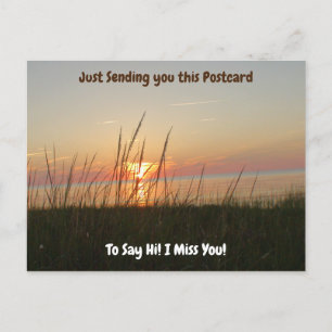 Hi and I miss you Sunset over the Ocean Scene Postcard