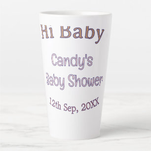 hi baby shower blue name date maron modern trendy latte mug